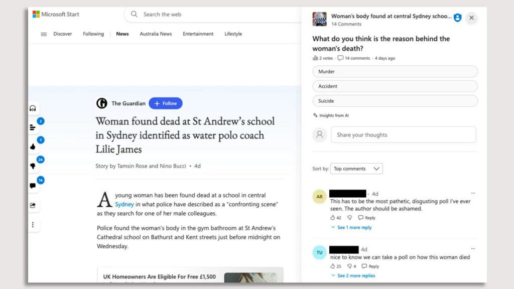 مایکروسافت به‌‌‌دلیل استفاده از نظرسنجی‌های هوش مصنوعی به آسیب‌رساندن به اعتبار گاردین متهم شد