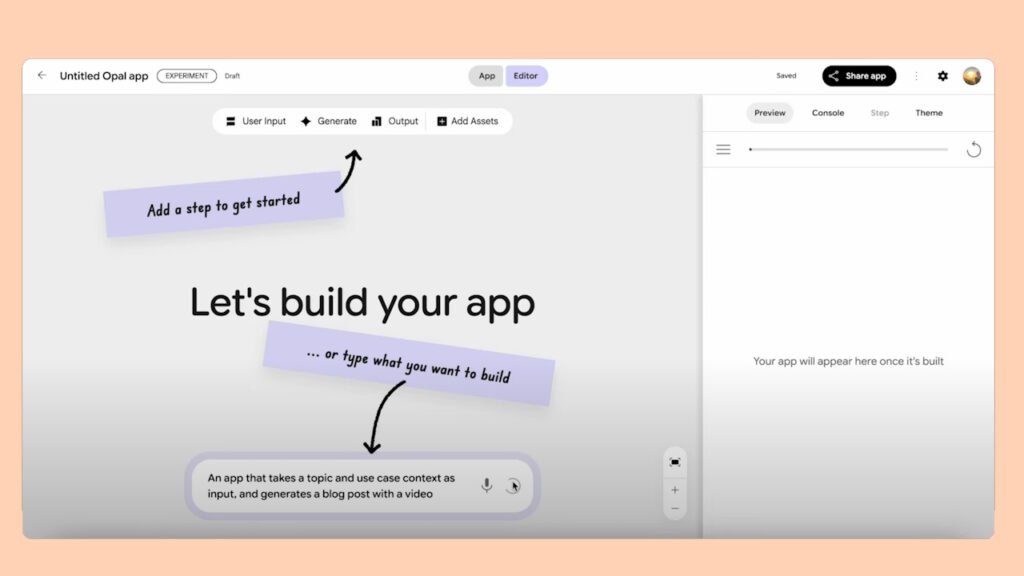 گوگل از Opal رونمایی کرد؛ بدون دانش برنامه‌نویسی اپ بسازید + ویدیو